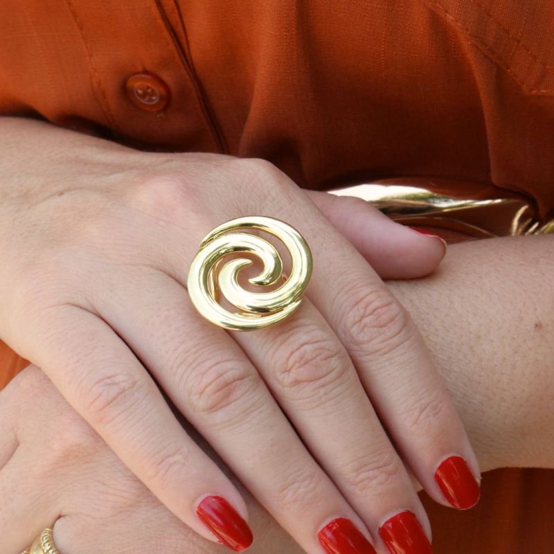 Anel Caracol Banhado a Ouro 18k