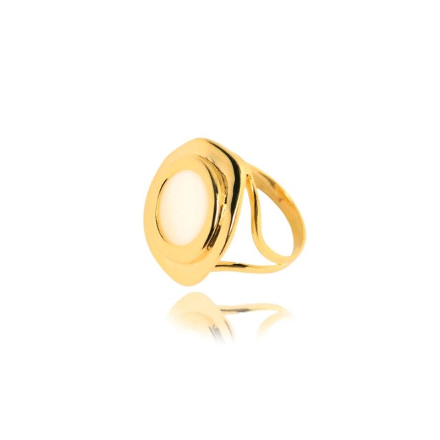 Anel Ondulado com Madrepérola Banhado a Ouro 18k