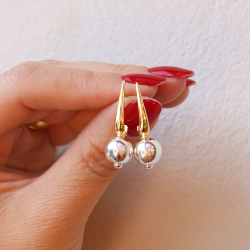 Brinco de Cone Liso Banhado no Prata e Ouro 18k