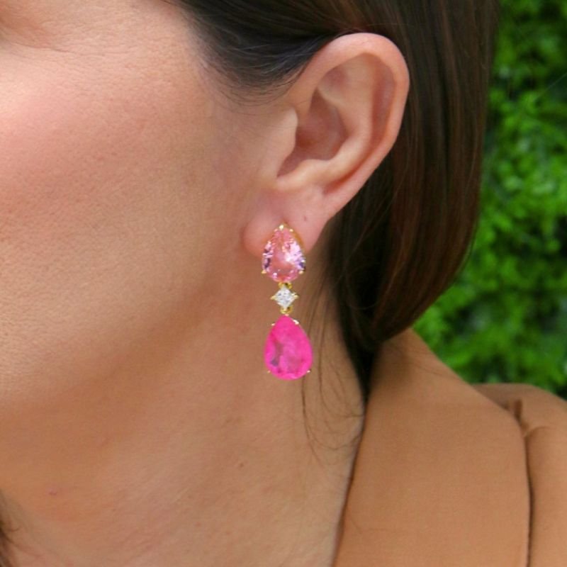 Brinco de Gota de Cristal Banhado a Ouro 18k