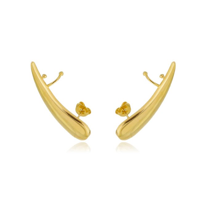 Brinco Earcuff Liso Banhado a Ouro 18k