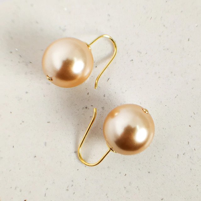 Brinco Gancho com Pérola Rose Gold Banhado a Ouro 18k