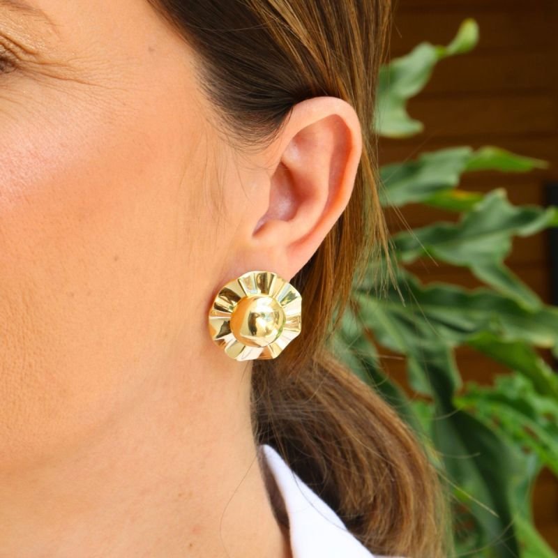 Brinco Redondo Ondulado Banhado a Ouro 18k
