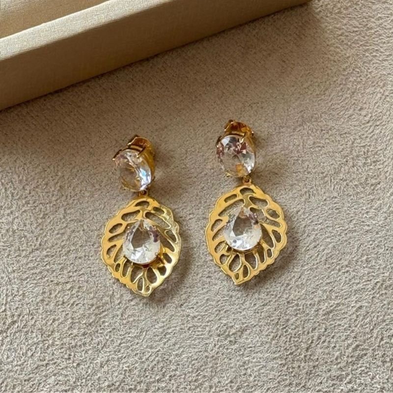 Brinco Vasado com Cristal Banhado a Ouro 18k