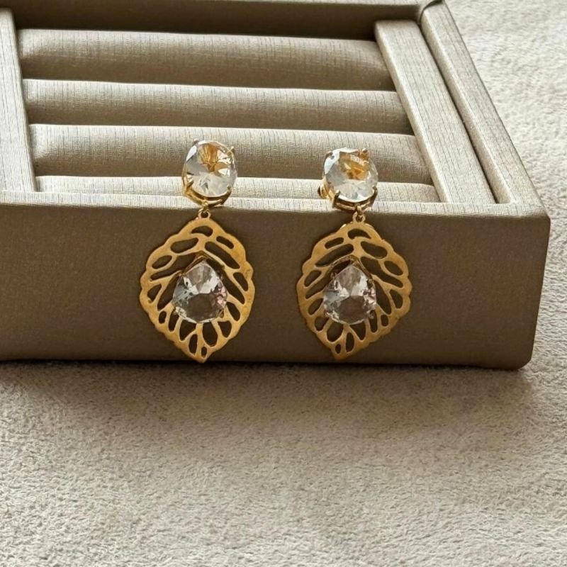 Brinco Vasado com Cristal Banhado a Ouro 18k