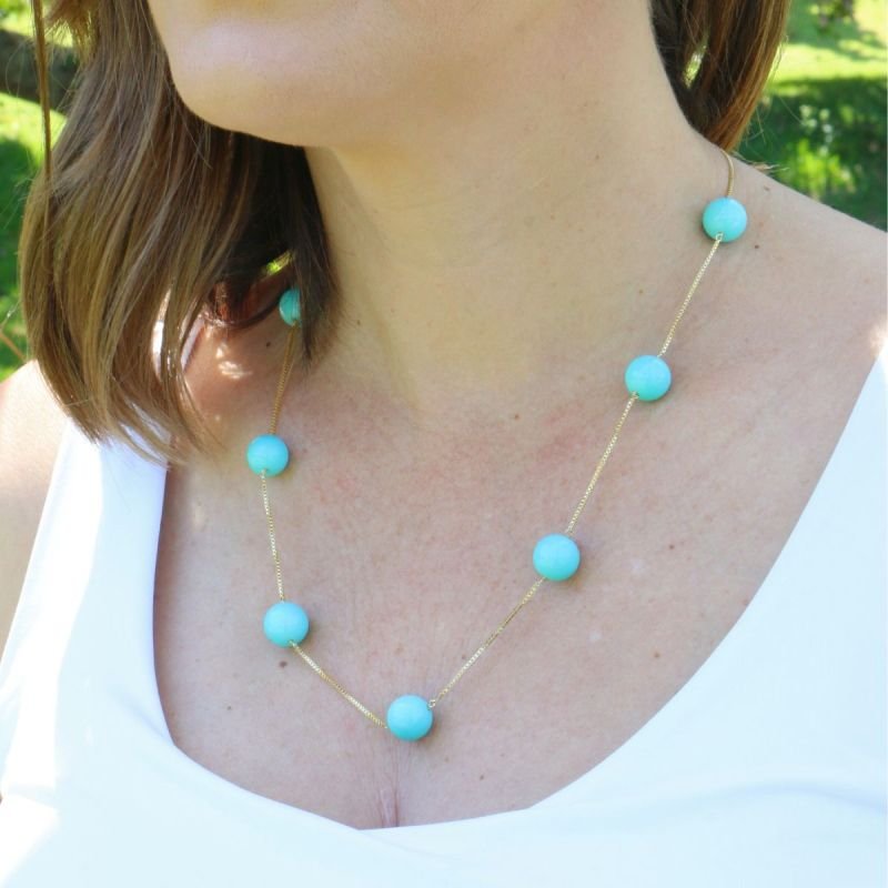 Colar com Bola Murano Banhado a Ouro 18k