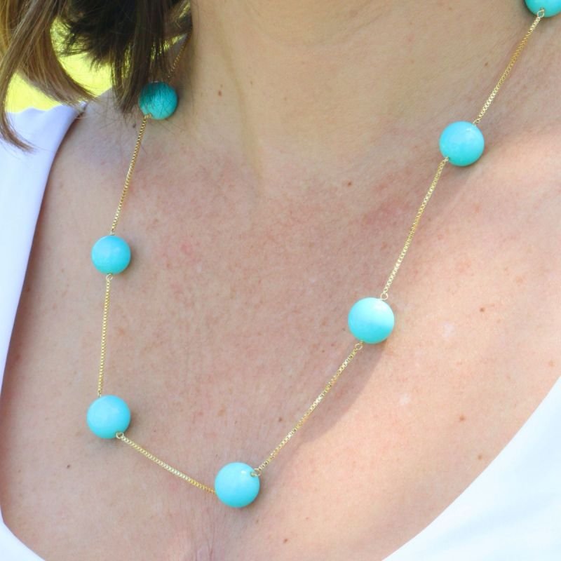 Colar com Bola Murano Banhado a Ouro 18k