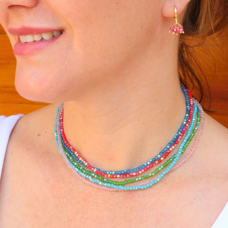 Colar de Cristal Banhado a Ouro 18k