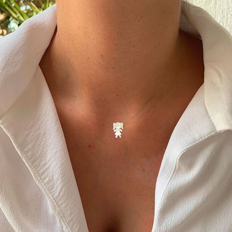 Colar Nylon com 1 Filho(a) de Madrepérola Banhado a Ouro 18k