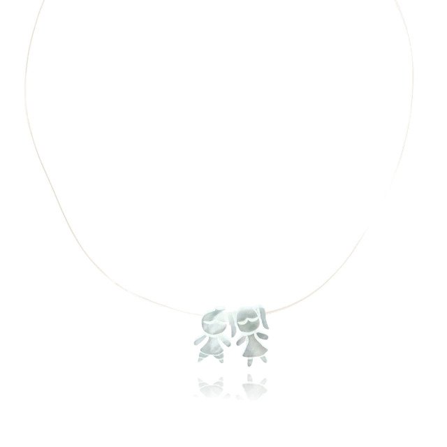 Colar Nylon com 2 Filhos de Madrepérola Banhado a Ouro 18k