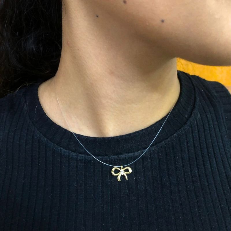Colar Nylon com Laço Banhado a Ouro 18k