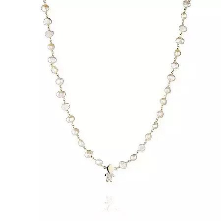 Colar de Pérola com 1 Filho Banhado a Ouro 18k