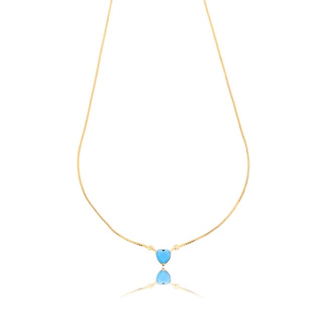 Colar Solitário com Coração Banhado a Ouro 18k