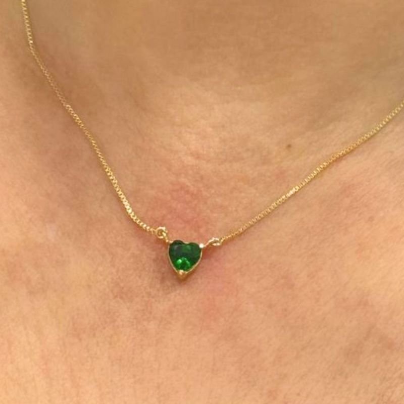 Colar Solitário com Coração Banhado a Ouro 18k