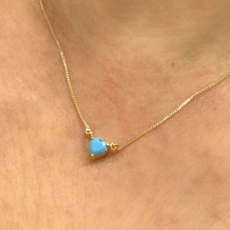 Colar Solitário com Coração Banhado a Ouro 18k