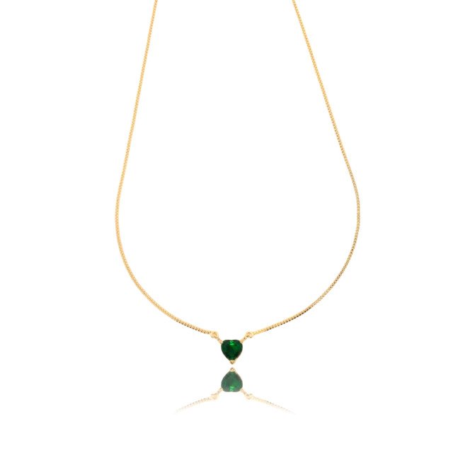 Colar Solitário com Coração Banhado a Ouro 18k