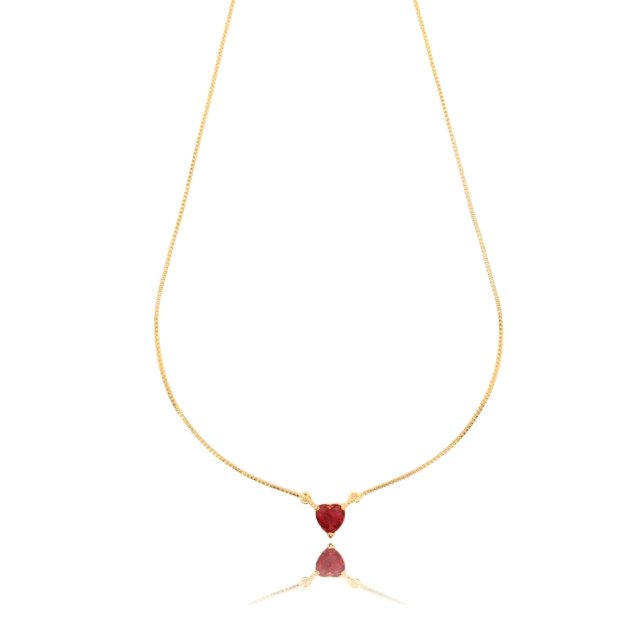 Colar Solitário com Coração Banhado a Ouro 18k