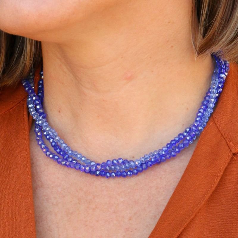 Colar Torsade de Cristais Banhado a Ouro 18k