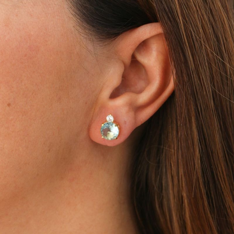 Conjunto de Cristal Azul Banhado a Ouro 18k