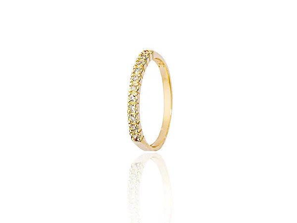 Meia Aliança Cravejada Banhado a Ouro 18k