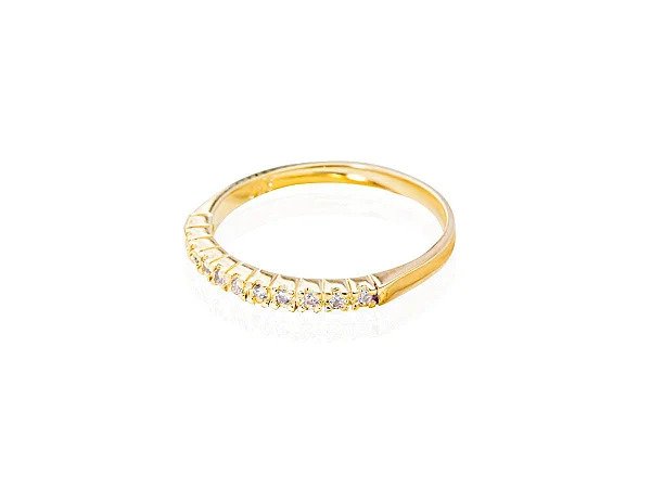 Meia Aliança Cravejada Banhado a Ouro 18k