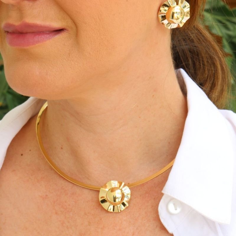 Pingente Redondo Ondulado Banhado a Ouro 18k